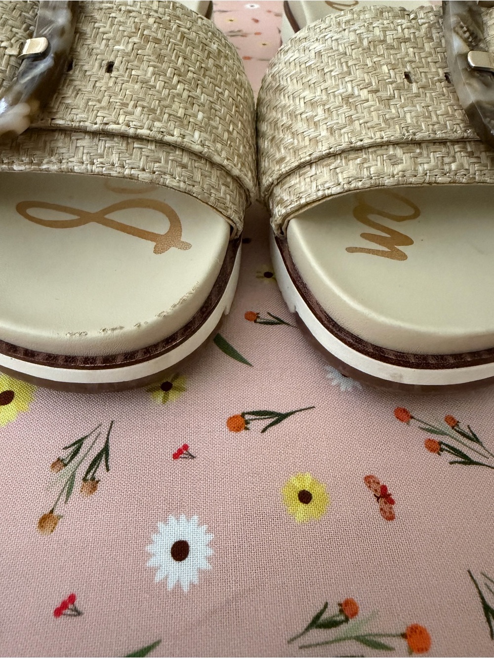 Sam Edelman Beige Woven Buckle Slide Sandals - Picture 3 of 3